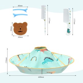 1 Piece Of Dinosaur Pattern Barbering Cape, With 2 Pieces Of Hair Clips And 2 Pieces Of Hair Combs, Hairdressing Accessories For Kids, Waterproof Hairdressing Cape