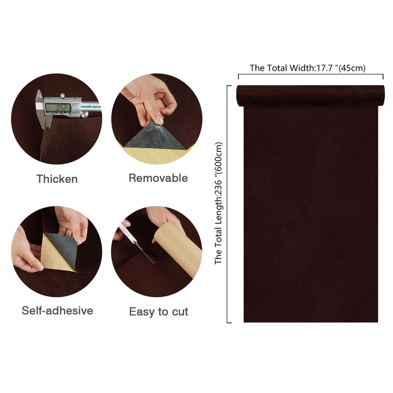 CHIHUT Self Adhesive Velvet Flocking Liner Brown Velvet Drawer Liners