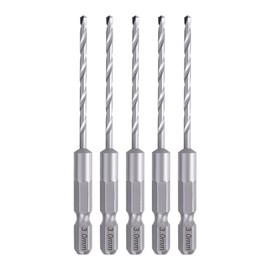 XMSSAA Concrete Drill, Hexagonal Shaft, 0.12 inches (3.0 mm), Set of 5, Carbide Drill, Rotation and Vibration, Drill Bit Set, Compatible with Blocks, Mortar, ALC, Brick, Ceramic Tile, Concrete (0.12 -
