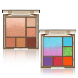 Apooliy 2 x Shimmer & Matte Eyeshadow Palette, Long-Lasting Cream Eyeshadow, Waterproof Eyeshadow Powder, Highly Pigmented, 6-Colour Eyeshadow Palette, Easy to Use, Sweat-Resistant