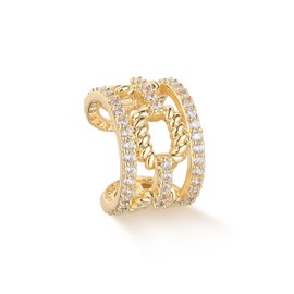 MYEARS Women Ear Cuff Earring Gold Non Pierced Cartilage Clip on Open Wrap Twisted Link Hoop Cubic Zirconia 14K Gold Plated Simple Hypoallergenic Everyday Jewelry
