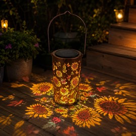 Colorful Solar Lanterns Outdoor Waterproof, Garden Decor Gifts for Women Mom Grandma - LED Colorful Sunflower Solar Powered Lights Metal Hanging Lantern for Outside Garden Patio Yard Lawn Porch Decor