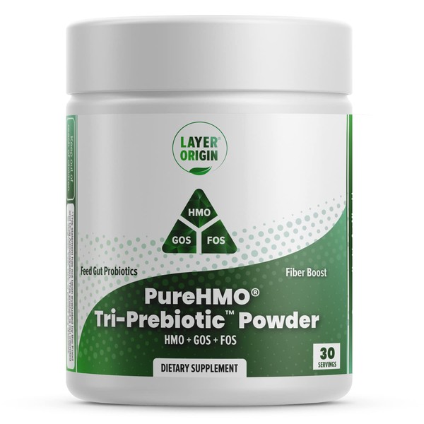 Layer Origin | PureHMO Tri-Prebiotic Powder - HMO, GOS, Inulin FOS 4.4 g Per Serving, 30-Day Supply