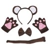 Petitebella Combined Animal Headband Bowtie Tail Gloves 4pc Costume 1-5y