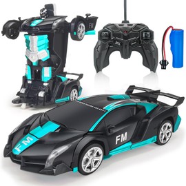 Tcvents Radio Controlled Car Transformation Robot Car Toy, Stunt Car, Electric RC Car, LED Included, 360 Degree Rotation, RC Car, Remote Control, RC Car, Model Car, Birthday, Christmas, Gift (Black +