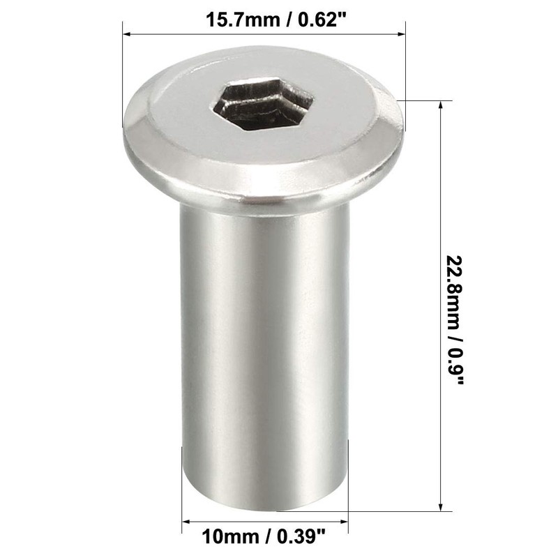 sourcing map 10pcs M8 x 20 mm Rivet Hex Socket