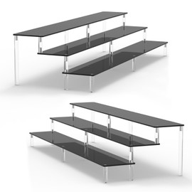 AZEAM 2 Packs 15 3/4 inch Acrylic Riser Display Stand Shelf Clear 3 Tier Display Shelves Compatible with Figures Cupcake Stand Food Dessert Holder