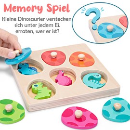 YGJT Grabbing Puzzle Wooden Puzzle from 1 Year | Montessori Wooden Toy 12-36 Months Girls and Boys | Dino Eggs Puzzle Children Sorting Game Motor Skills Toy Learning Toy Easter Gift for Baby