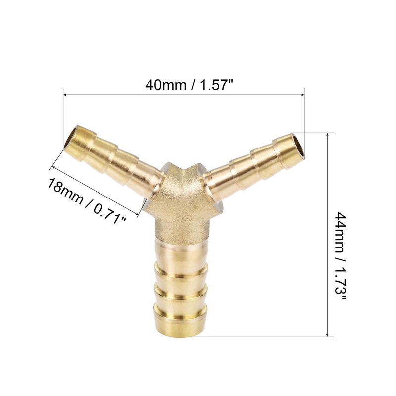 uxcell Reducing Barb Hose Fitting Y Shape Pipe Connector Brass