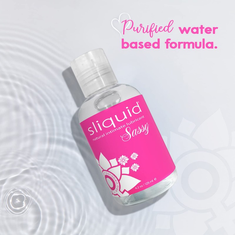 Sliquid Sassy Water-Based Lube - Thick, Long-Lasting Gel, Natural Lube