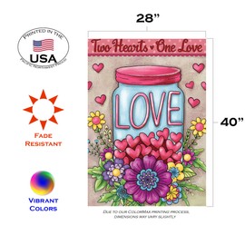 Toland Home Garden 1012645 Jar of Love Valentines Flag, 28x40 Inch, Double Sided for Outdoor Heart House Yard Decoration