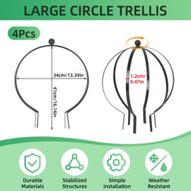 Stuffygreenus 4 Pcs Large Metal Circle Trellis 17 x 13 Inch Garden Sculpture Globe Trellis for Climbing Plants Outdoor Potted Round Planter Decor Flowers Support Holder for Patio Courtyard Doorway