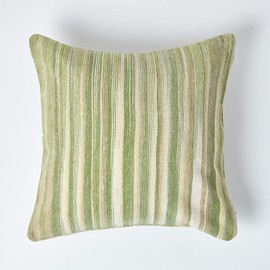 HOMESCAPES Cotton Chenille Tie and Dye Cushion Cover Green 45 x 45 cm or 18 x 18 inches