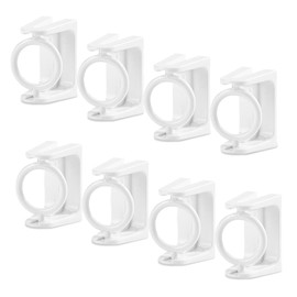 LELE LIFE 8pcs 360 Rotating Ring Curtain Rod Brackets, No Drilling, Unlimited Installation Angle, Self Adhesive Tension Rod Curtain Holders Hangers, White