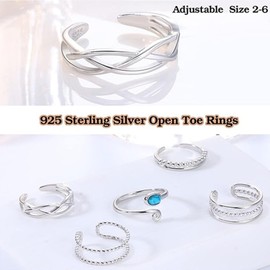 TRHDFW Women's Toe Loops Adjustable Wrap Around Open Cuff Loops Hypoallergenic Vintage Band Rings Men's Women's Girls
