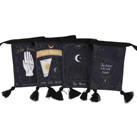 Mystical Black Fortune Teller Small Fabric Bunting - 11cm x 8cm (1 Pc.) - Assorted Designs - Palm Reading, Tarot, and Crystal Ball Themes, Perfect for Home, Shop or Office