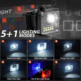 Headlamp Rechargeable 4Pack, 3000 Lumen Ultra-Light Bright Headlamp Flashlight, Clip-on Detachable Portable LED headlamp, 5 Mode Rechargeable Headlamps for Outdoor Camping Fishing