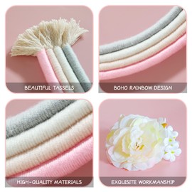 Newborn Photography Props Macrame Rainbow Decor Handmade Rainbows Newborn Photo Prop Rainbow Baby Photoshoot Props Bedroom Wall Decor Playroom Nursery Photo Props Accessories (Pink)