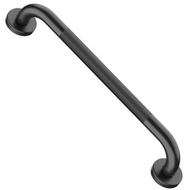 Black Grab Bars 20 Inch, iMomwee Stainless Steel Anti-Slip Bathroom Grab Bar w/Knurled Grip, 1.25" Diameter Shower Handicap Bar, Wall Mounted Safety Balance Handrail Bath Handle for Elderly Senior