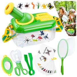 nuyikaso Bug Catcher for Kids 6 Pcs Bug Hunting Kits for Children with 12 Fake Insects 360° Rotating Viewing Angle Magnifying Glass Outdoor Explorer Educational Toys Gifts for 3-8 Years Old