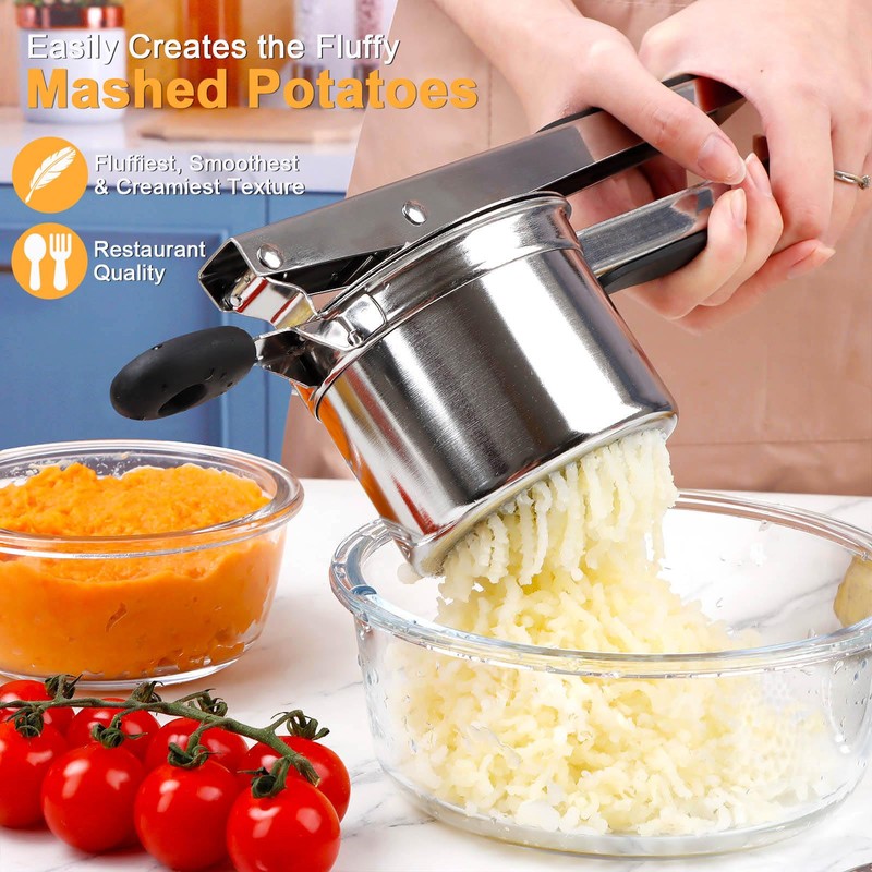 KAYCROWN Potato Ricer, Heavy Duty Stainless Steel Potato Masher and