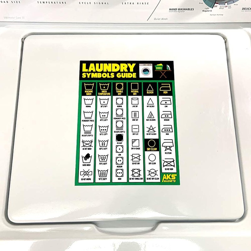 Laundry Symbols Guide Magnet - Extra Large Easy to Read