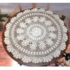 Damanni Beige Cotton Handmade Crochet Lace Tablecloth Doilies Table Overlay,Round,23