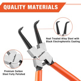 ValueMax 4 PCS Snap Ring Pliers Heavy Duty Set, Circlip Pliers Kit with Straight Bent Jaw Precision Spring Loaded, 7 Inch Internal/External C Clip Tools with Storage Pouch