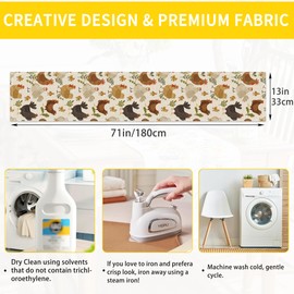 Cute Roosters Chickens Hen Table Runners 70 inches Long Table Runner Elegant Linen Dresser Scarfs Farmhouse Tablerunner for Wedding/Coffee/Dining Table/Party Home Decor