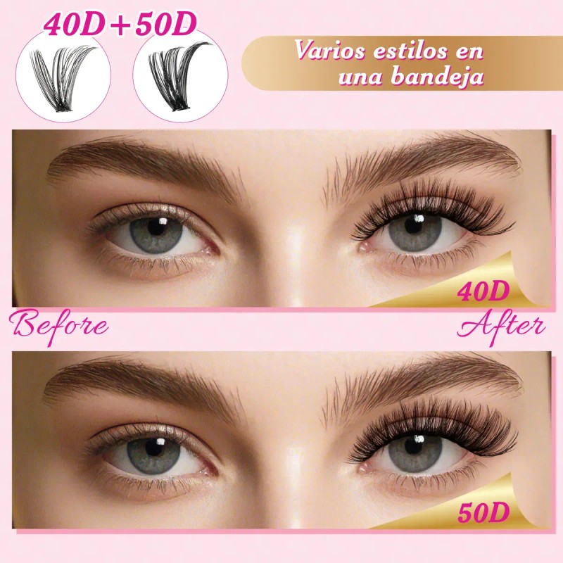 Kit Pestañas Volumen 40d 50d Nycaar Con Pegamento Diy