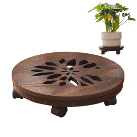 GZQWDC Wood Plant Stand Indoor,Plant Caddy with Lockable Wheels,Pot Stand,Rolling Plant Stand with Casters，Plant Dolly with Wheels ,Heavy Duty Plant Base with Wheels