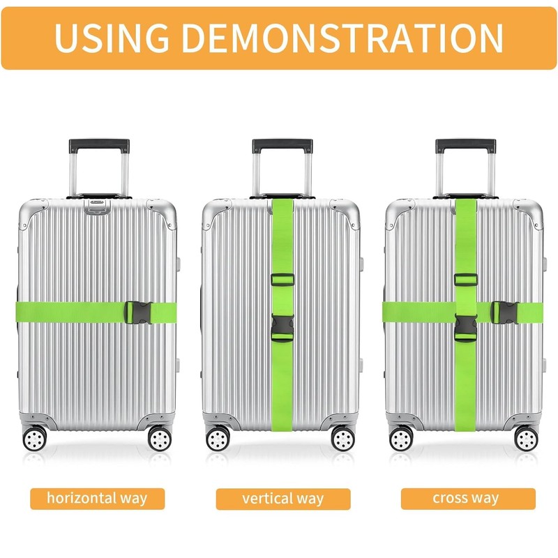 BILIONE 4 Pack Luggage Straps 79" Long Belts Keep Suitcase