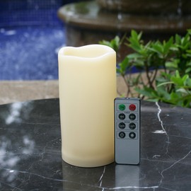 Outdoor Waterproof Flameless LED Pillar Candle with Remote Timer Battery Operated Plastic Flickering Decorative Fake Candle Light for Festival Celebration Wedding Party Decoration Gift Choice 3”x 6”