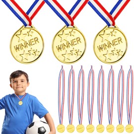 Toyvian Medallas de Oro de 50 Piezas para Niños Medallas con Cinta para El Cuello para Premios Medallas de Premio de Plástico para Niños