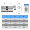 Bwintech 60mm(30T/30) Chrome Plated Euro Cylinder Lock,Door Barrel Lock,Thumbturn Knob