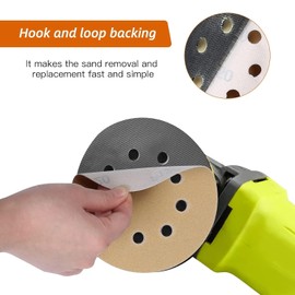 Gmozkrn 180mm Sanding Discs 80 Grit, 30Pcs Hook and Loop Sander Disc, 7Inch 8 Holes Sandpaper Sheet for Drywall Sander Long Neck Sander (Yellow)