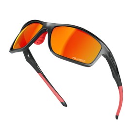 VOZAPOW Fishing Polarized Sunglasses UV Protection for Men Women, Square Sports & Outdoors Sunglasses Lightweight, Red, Medium