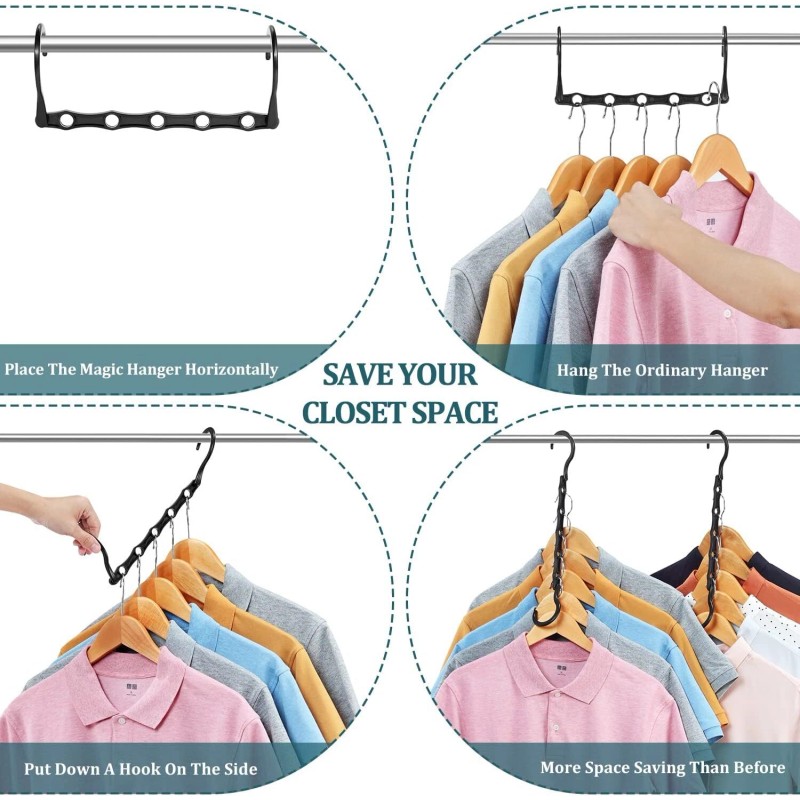 Amkufo Space Saving Clothes Hangers Set Of 6 Magic Hangers