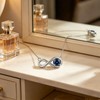 Molioaki 925 Sterling Silver Infinity Necklace for Women, Round Blue