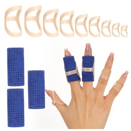 Finger Splint Kits 9 Pcs Oval Finger Splints & 3 Pack Finger Sleeves for Trigger, Mallet, Arthritis Straightening Finger Brace Support for Thumb/Middle/Ring/Index/Pinky (Size 3-11)