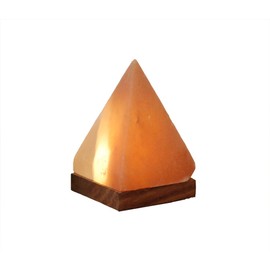 HIMALAYA SALT DREAMS Illuminated Salt Crystal USB Pyramid with Wooden Base, Crystal Salt from Punjab/Pakistan, Orange, Approx. 7 x 7 x 11 cm, 2 Units