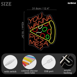 Artlast You Wanna Pizza Me Neon Sign for Wall Decor LED Neon Lights Pizza Neon Light Decoration for Bedroom Home Aesthetic Room Pizza Party Kitchen Pizza Signs Birthday Gifts