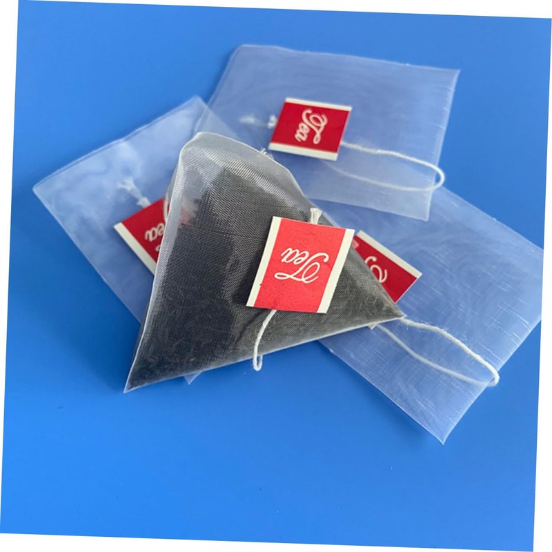 ABOOFAN 100pcs Nylon Tea Filter Bags Drawstring Reusable Loose Leaf