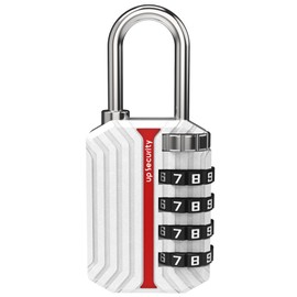 UP Security Gym Locker Lock, 4 Digit Combination Padlocks for Outdoor Use, Travel Luggage Combo Locks, Pad Lock with Code for Storage Cabinet, Case, School Locker, Box (Non-Luminous, White)