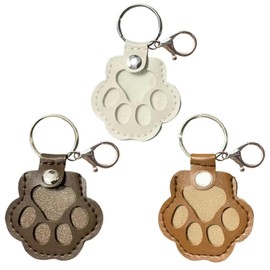 3 Pcs Pet Hair Fillable Keychain,Cat Paw Shaped Leather Keychain For Collecting Cat And Dog Hair,Pet Memorial Gifts for Bag Purse Paw Charm Key Holder.