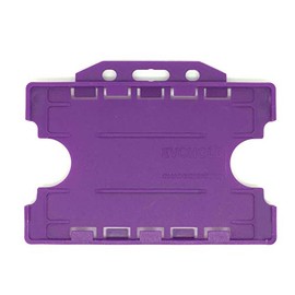 ALG ID Cards® Purple Double Sided/Dual Sided Rigid Purple ID Identity Card Pass Badge Holder for Neck Lanyard (Landscape/Horizontal) - Made in Britain from Recycled Plastic