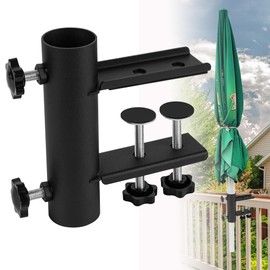 Wdwlbsm Patio Umbrella Clamp, Umbrella Clamp Stand Holder, Heavy Duty Metal Outdoor Umbrella Clamp Bracket Mount to Deck, Railing, Bleachers, Fence, Benches, Outdoor Courtyard (Black)