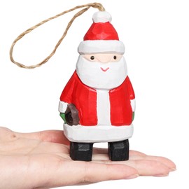 JSSTEM Christmas Toy Figure, 100% Wood Handmade for Indoor Christmas Tree Decoration Ornament (Santa Claus)
