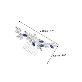 minkissy Sparkly Blue Rhinestone Hair Comb Bridal Side Insert for Updos Half Up Styles Crystal Alloy Wedding Hairpiece for Bridesmaids Brides Elegant Prom Anniversary Accessory