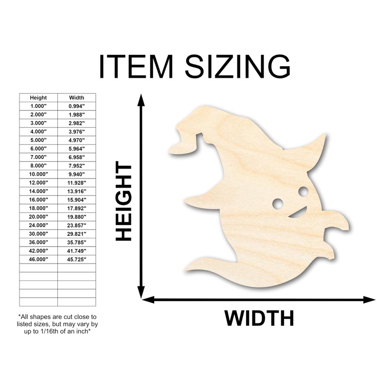 Unfinished Wood Wizard Ghost Shape Craft up to 46" 8"
